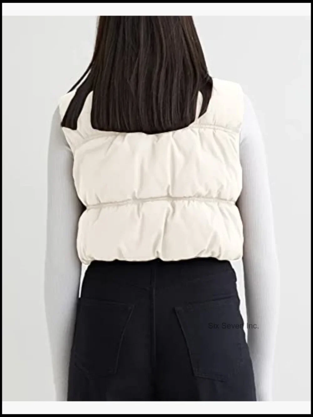 Womens Crop Puffer Vest Zip Up Lightweight Sleeveless Warm Padded Vest - Picture 2 of 7